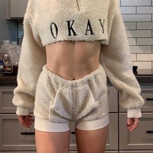 H&M fur zip down matching reworked set
